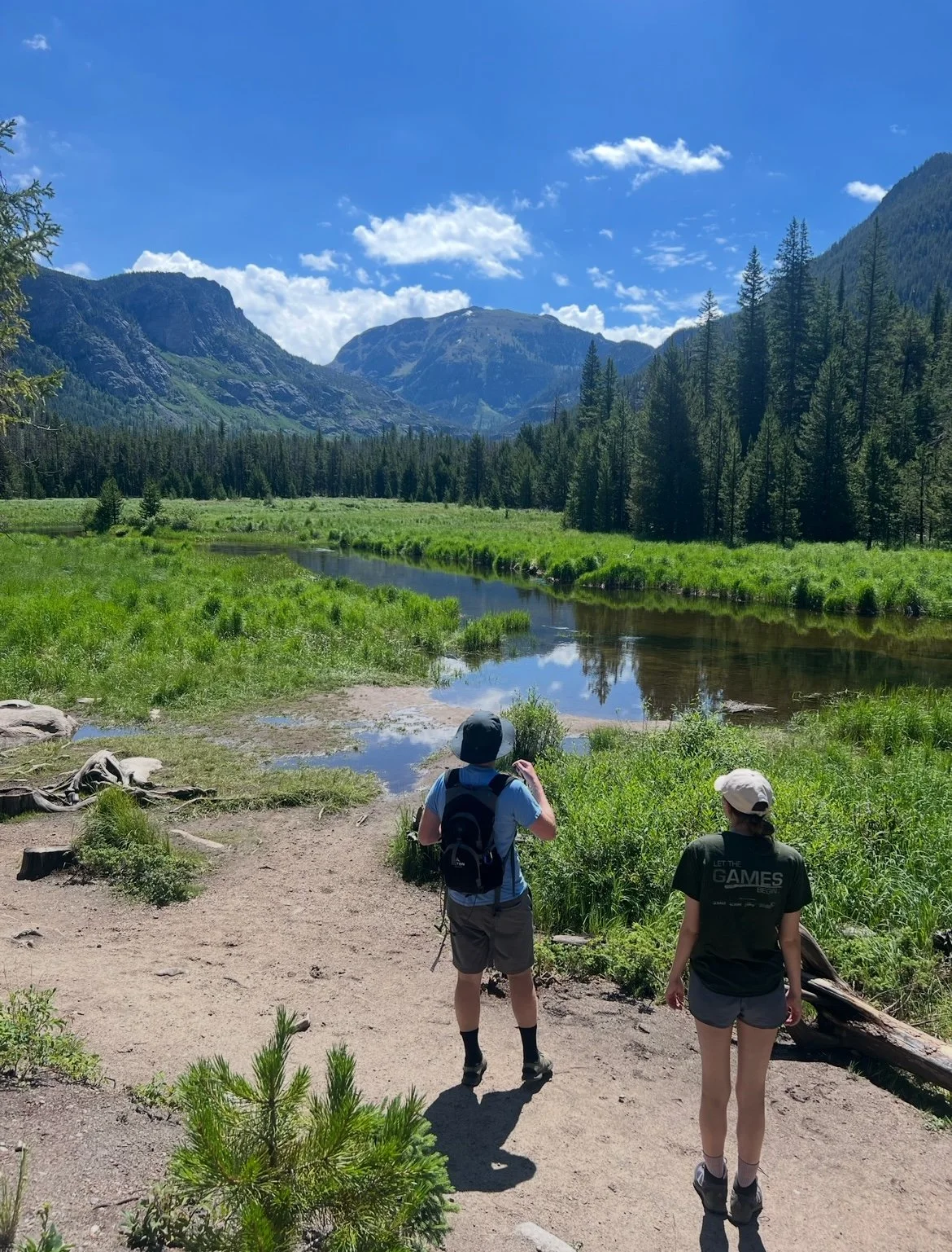 Meadow hike with mountains